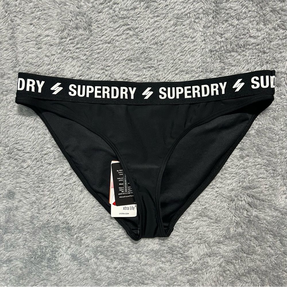 NWT SUPERDRY Code Elastic Bikini Brief Nh Black Women’s Sz 10